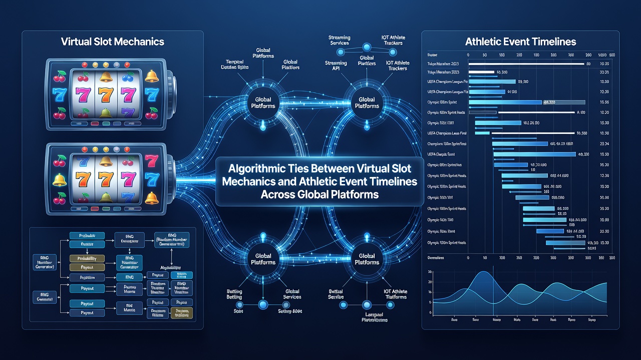 Algorithmic dashboard illustrating connections between slot RNG cycles and synchronized athletic competition timelines on international betting platforms