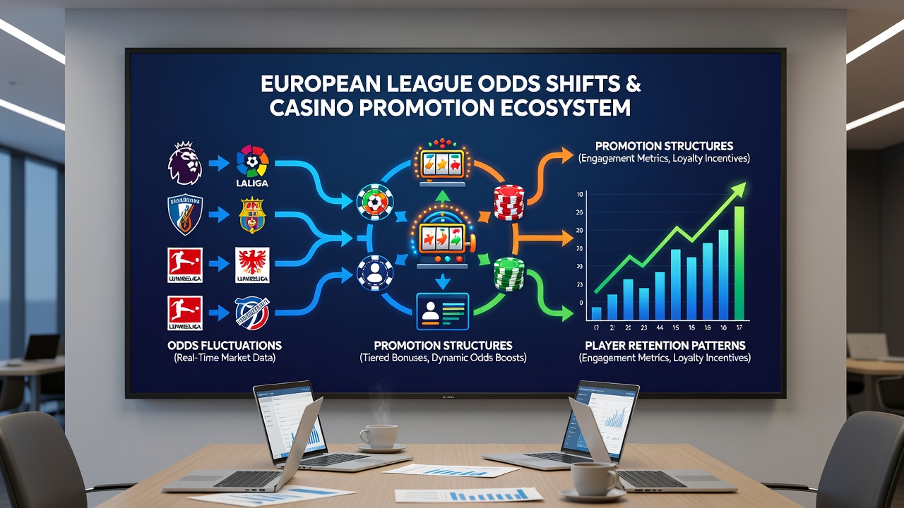 Analytics dashboard displaying real-time odds fluctuations alongside player engagement metrics for casino promotions